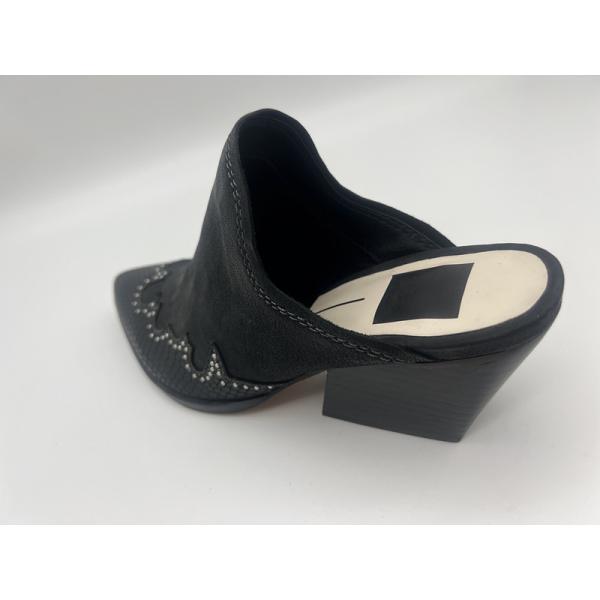 Sparkly Closed Toe Platform Womens Dress Shoes Black Soft Cow Suede Leather Shoes
