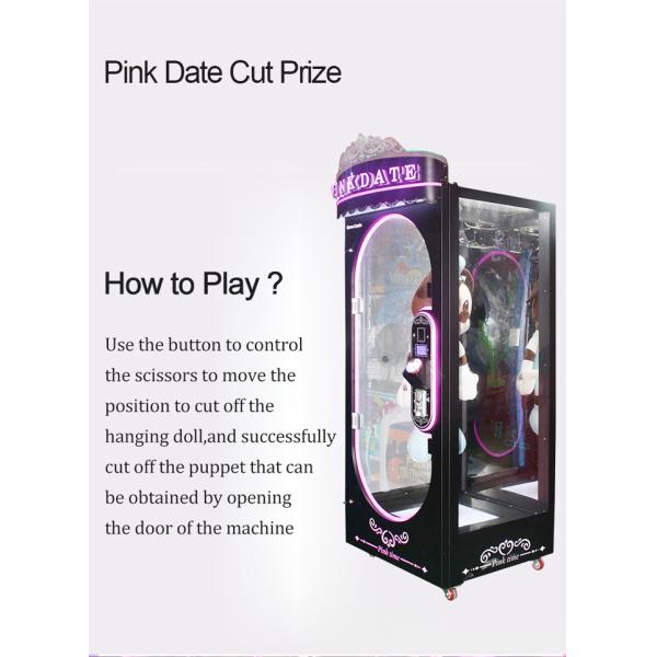 Plastic Coin Operated Vending Machine Pink Date Cut Prize Kids Game Machine