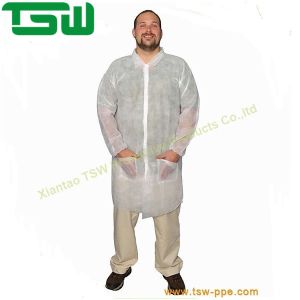 Hydrophobic Nonwoven Disposable Lab Coat With Zip Closure