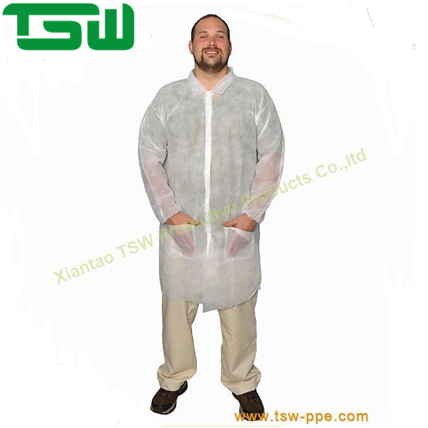 Hydrophobic Nonwoven Disposable Lab Coat With Zip Closure
