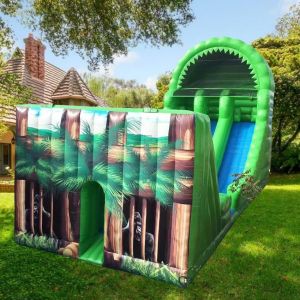 Customized Color Inflatable Boat Dock Slide Jumping Castles for Kids at Resort