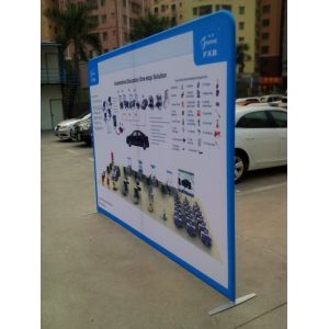 Blue 20ft Straight Shape Tension Fabric Displays With Dye Sublimation Printing