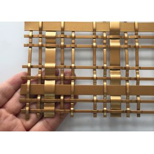 Bronze Ornamental Square Architectural Woven Metal Mesh Building Facade 7.8kg/M2