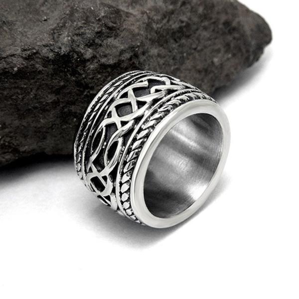 Vintage Old Titanium Stainless Steel with Sterling Silver Plated Band Ring ()