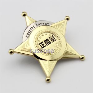 China Customized five-pointed star metal badge, custom medallion custom, 3D five-pointed star brooch customized on sale