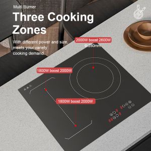 Sliding Control High Power Induction Hob 220V 3 Ring Microlite Panel