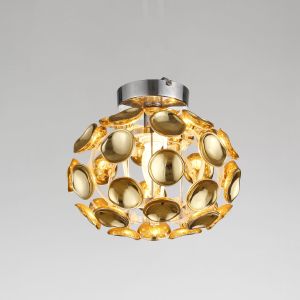 China Gloss And Mirror Antique Gold Acrylic Ceiling Lamp For Restaurant on sale