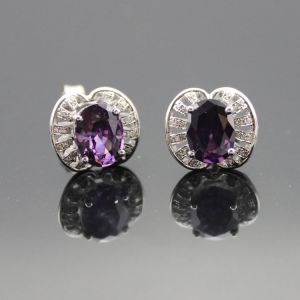 Sterling Silver Green Cubic Zircon Stud Earrings(E03)