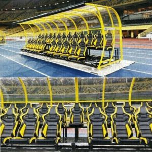 Foldable Double Row Soccer Pitch Leather Football Substitute Bench Sideline