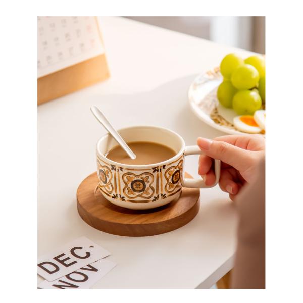 Retro Style 200ml Turkish Coffee Cups With Saucer And Vintage Ceramic Tea Plates Set