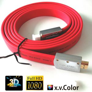 2016P Flat HDMI Cable with metal shell 24k gold Plated connector with red and