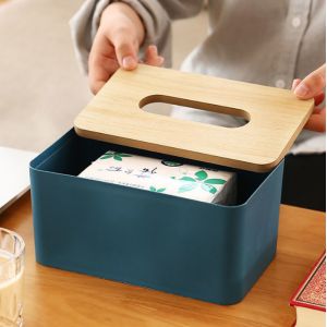 Removable Rectangular Household Storage Container Wooden Bamboo Tissue Box