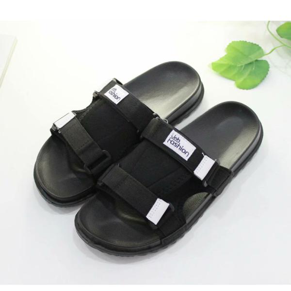 Black Ladies Peep Toe Slippers , Elastic Fabric Buckle Slip On Sandals