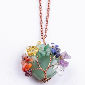 Cheap Unisex Green Aventurine Chakra Healing Crystal Necklace Chakra Stone Pendant for sale