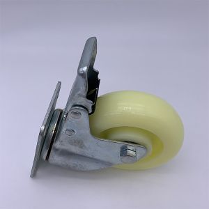75mm Lockable Nylon Caster Wheels Plate Mounting White Tread