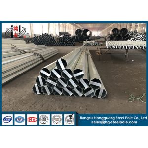 Galvanized Conical Steel Electric Pole With Nameplate 110KV Transmission Line