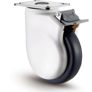 Medium Duty Elastic TPR Caster Wheels 100mm 125mm With Thread Guard