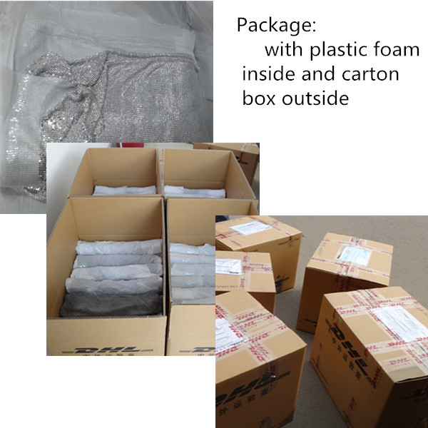 Fashion Brass / Aluminum Alloy Metallic Mesh Fabric Colth Sequin Fabric