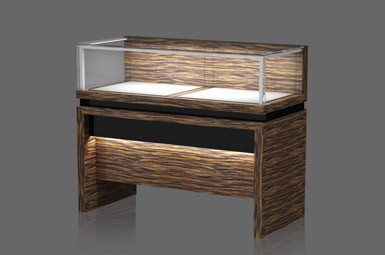 Quality Wenge Veneer Long Counter Showcase with Led Lighting wholesale