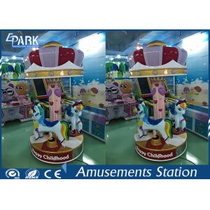 Cute Pony Shape Kiddie Ride Carousel / Coin Operated Kiddie Rides LED Lights