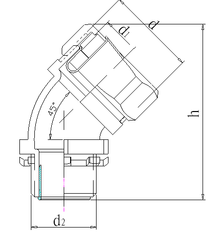 Polished Flexible Conduit Fittings Plum Type Conduit 45 Degree Connector