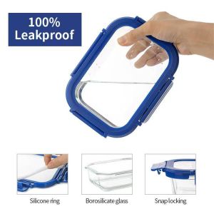 High Borosilicate Glass Food Container with 2-Lock PP Lid