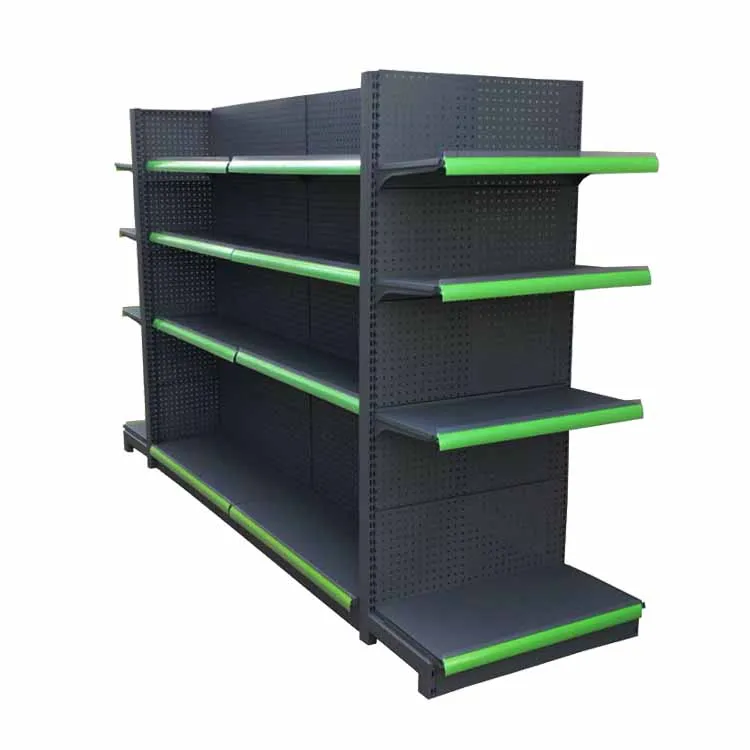 Factory Customized Color Size Logo frosted gray double side grocery store shelving pharmacy shelves shop shelves