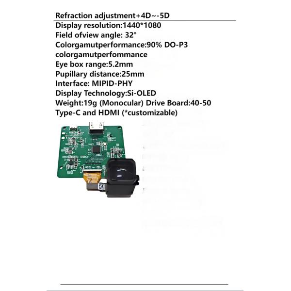【0.4-inch HD EVF】Electronic Viewfinder Type-C Solution 1440×1080 Resolution Suitable for Industrial Equipment / Medical Instruments / Telescopes High
