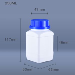 250ML Wide Neck Square Bottle HDPE Material Cylinderical Body