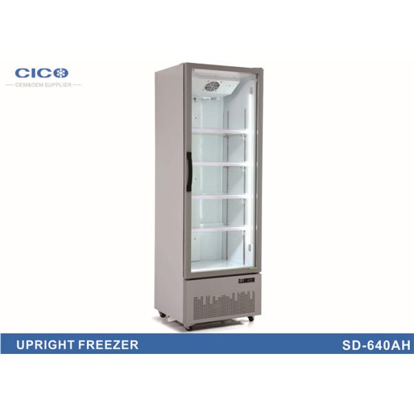 Single Door Upright Display Freezer Low E Glass Heated Film Door