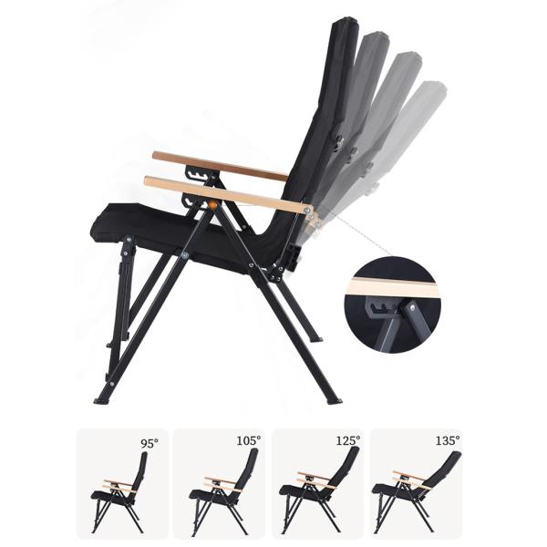 Metal 4-Position Adjustable Backrest Folding Chair for Camping Fishing Hiking Outdoor