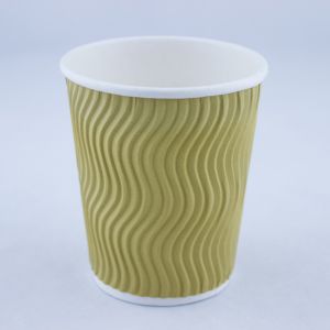 China Double Wall Disposable Ripple Coffee Cups With Lids Biodegradable on sale