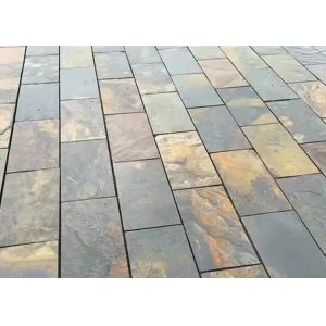 Gray Yellow Natural Stone Slate Tile For Flooring , Smooth Square Slate Tiles
