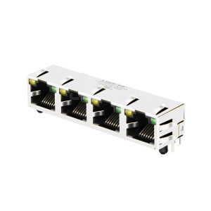 Tab Up Yellow/Green LED 1X4 Port Ethernet RJ45 Jack without Integrated Magnetics