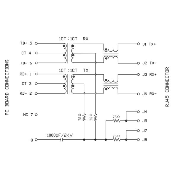 6605424-1 LPJ0064CNL 100Base-T Magnetic RJ45 Jack Through Hole