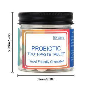 Nano Hydroxyapatite Probiotics Toothpaste Tablets Chewable Mint Flavor 62ct