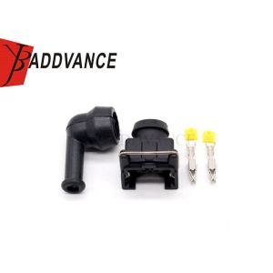 China Female Waterproof 2 Way EV1 Fuel Injector Connector Housing With 90 Degree Rubber Boot on sale