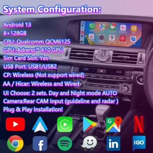 Lsailt 8+128GB Android Multimedia Video Interface for 2012-2017 Lexus LS460 LS