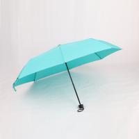 China Blue 3 Fold Compact Travel Umbrella , 190T Polyester Compact Folding Umbrella for sale