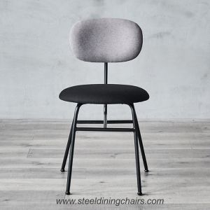 Cheap Vintage Matte Black Finished Padded 82CM 39cm Steel Frame Dining Chairs for sale