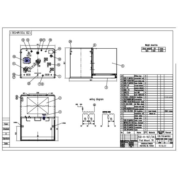 167 Kva Single Phase Pad Mounted Power Distribution Transformer IEEE ANSI Standard 34.5KV To 240/120V