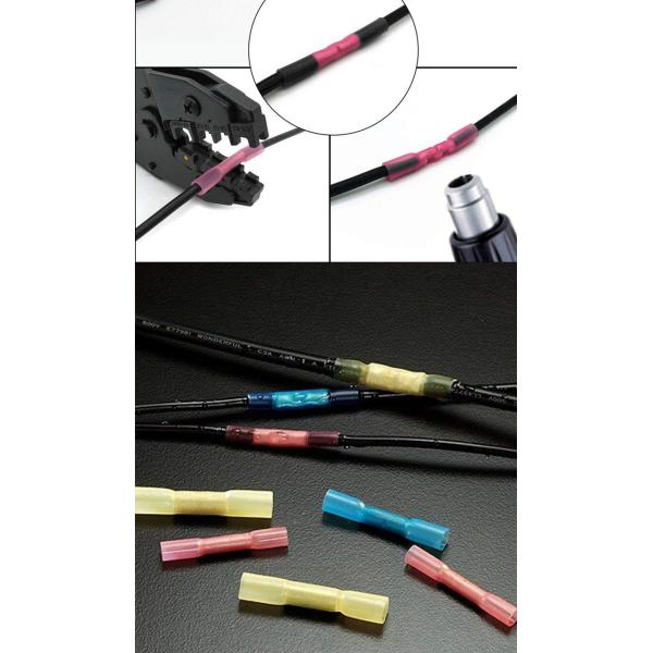 Heat Shrink Wire Butt Connectors Waterproof 70 Red 70 Blue 80 Yellow