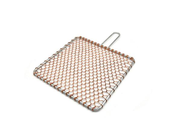 Quality Square Shape Mesh Steaming Cooling Baking Net Copper Barbecue Grill Netting with Handle Barbecue Wire mesh wholesale