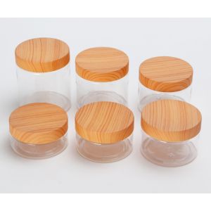 Frosted Cosmetic Round Acrylic Jars With Bamboo Lids 7g-10g