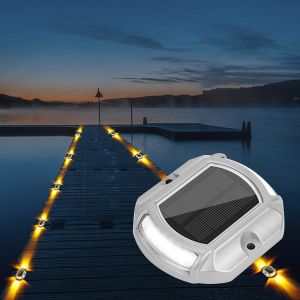Solar Powered Dock Lights Road Stud Marker IP 68 Waterproof Outdoor Garden