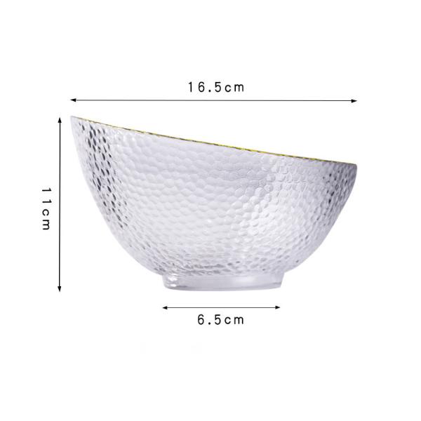 Handmade Bevel Clear Lead Free Glass Bowls With Gold Rim