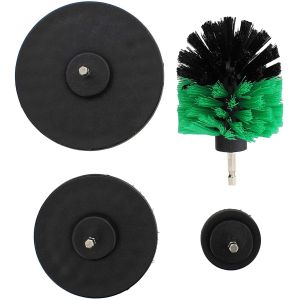 Nylon Scrubber Drill Attachment Cleaning Brush 4pc Set Green Medium Bristle