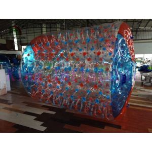 PVC / TPU Inflatable Water Toy / Roller With Colorful Dots / Color Cross On Ends