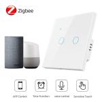 2Gang EU Standard Tuya Smart Zigbee Switch with App Voice Touch Control VIoce