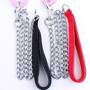 Cheap 304 Stainless Steel Metal Chain Dog Lead Leash Clip With Nylon Padded Handle for sale